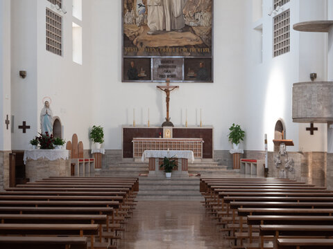Chiesa di San Benedetto Abate,  church of the '30s in a rationalist architectural style in Pomezia, Italy