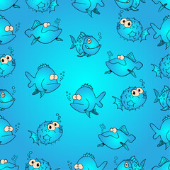 Obraz premium Playful Cartoon Fish Pattern