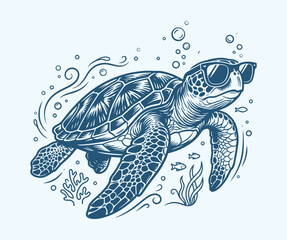 Obraz premium Sea Turtle Wearing Sunglasses Vector