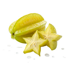 Fototapeta premium Fresh star fruit with water droplets, a delicious and healthy tropical fruit