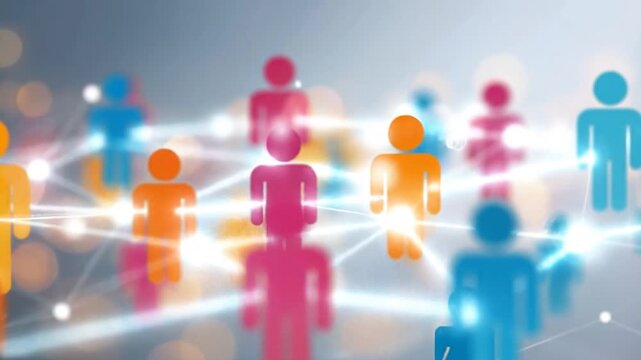 Networking of Humans: A visually compelling abstract image representing the interconnectedness of individuals, rendered through a network of stylized figures and subtle light patterns.