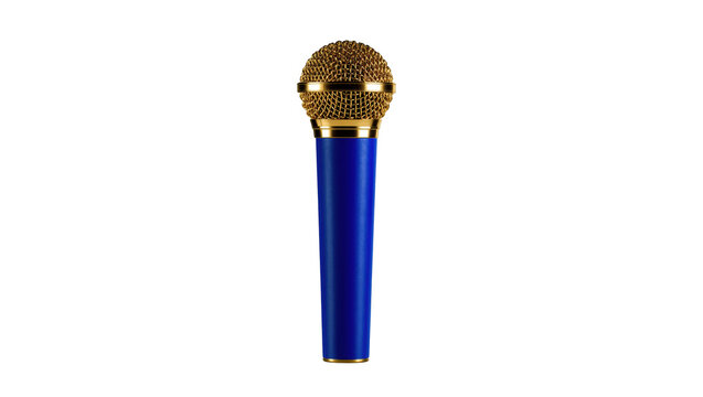 Vibrant blue and gold microphone, perfect for professional vocal performances and studio use