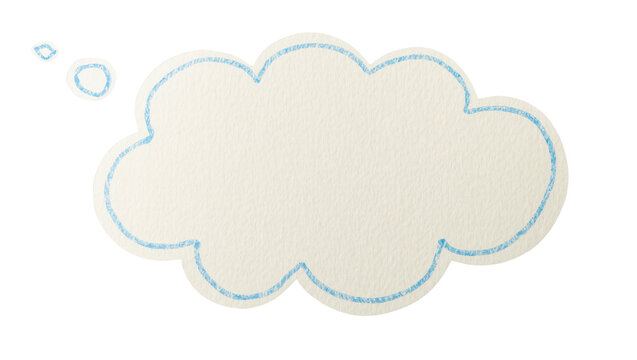 Creative hand drawn textured cloud shape for thoughts and messages with decorative outline