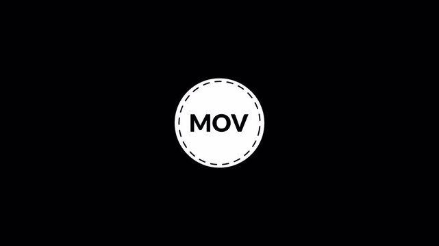 MOV file sticker logo icon animation mov circle MOV file document icon symbol graphic format image animation digital data computer in transparent background in 4K animation with alpha channel 