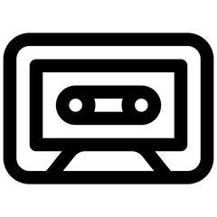 Obraz premium Cassette tape. Editable stroke vector icon.