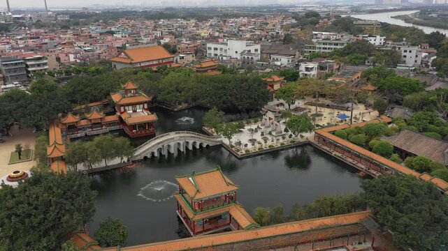 China culture and history - Aerial view of traditional Chinese garden in Guangzhou
