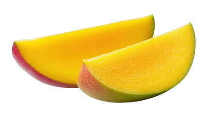 Bright yellow mango fruit slices, juicy and refreshing tropical snack for healthy diet