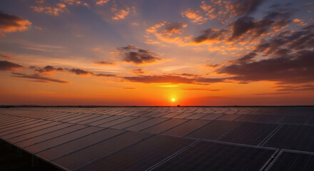 Solar Power Panels at Sunset