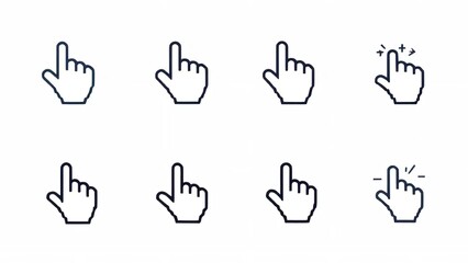 Fototapeta premium hand icons pointing cursor symbols
