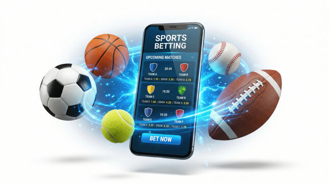 Mobile device displays sports betting options, created AI