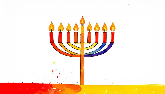 Golden menorah with nine lit candles, shamash elevated, festive dots on blue surface, symbolizing Hanukkah celebration, tradition, miracle of light, and cultural resilience.