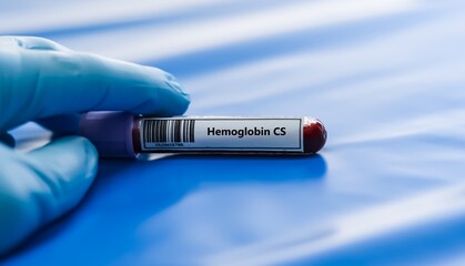Obraz premium Blood sample tube for hemoglobin CS test analysis.