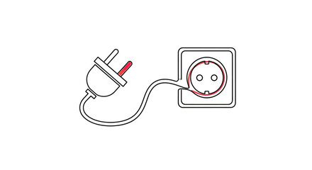 Fototapeta premium A simple line drawing of an electrical plug connected to an outlet