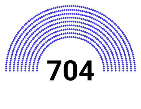 Hemicycle 704 seats - 8 rows