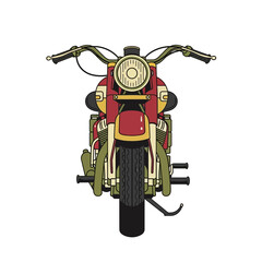 Fototapeta premium Vintage Motorcycle Front View Illustration