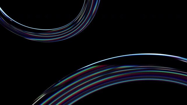 Colorful dispersion effect glass with black background, Looped animation 3d rendering