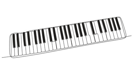 Fototapeta premium Minimalist black and white line drawing of a keyboard