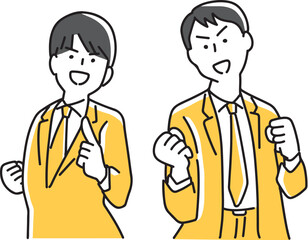 Fototapeta premium 力強いポーズをとる2人の男性会社員