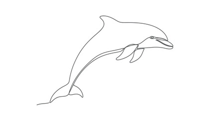 Minimalist line art of a joyful dolphin leaping from water © STwul