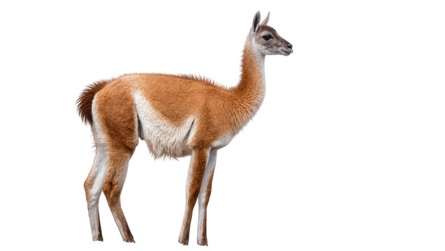 Elegant guanaco, a native South American camelid, standing proudly in profile view