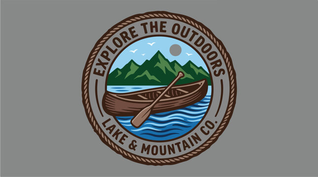 Canoe Mountain Lake Emblem Logo.