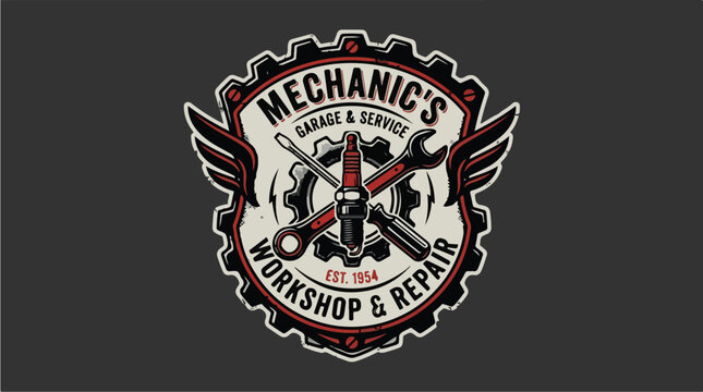 Mechanic workshop logo emblem.