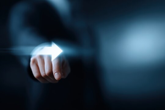 businessman pointing at digital arrow showing carbon reduction and carbon credit strategy concept