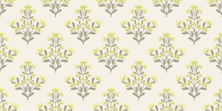 Seamless watercolour and unique floral pattern background for covers, notes, Soft backgrounds colour. Watercolour art work. Flower stalk. Colourful flower.	