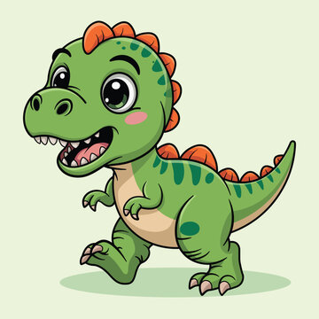 Cute Running Dinosaur Cartoon Character