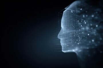 Obraz premium abstract cube shaped human head representing digital identity and technology concept