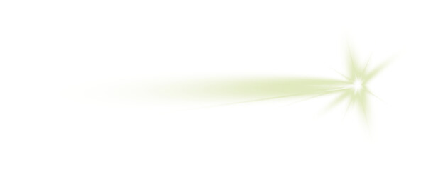 Green glowing comet light streak, abstract energy trail with starburst flash, dynamic motion flare effect © vikusandra