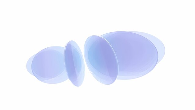Gradient Glass Leaves on White Background, Minimalist 3D Abstract Render