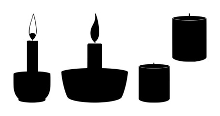 Obraz premium Candles set with single candle silhouette in holder featuring candle, holder, silhouette with black and white and decorative and ornamental