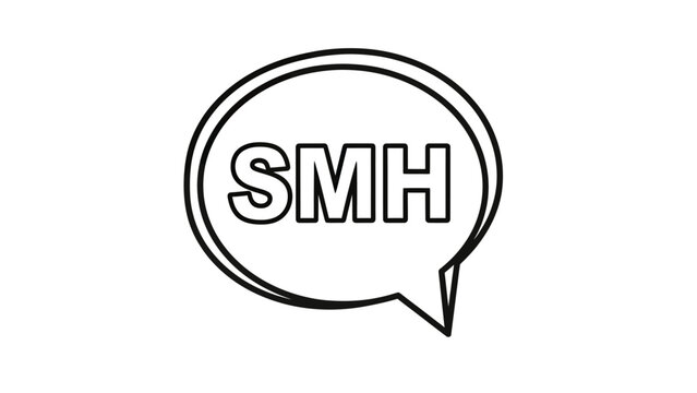 A speech bubble icon with the letters "SMH" in bold font, simple outline design on a white background