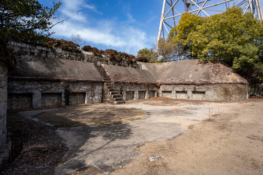 大久野島の中部砲台跡の風景（竹原市）