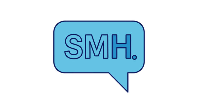 A light blue speech bubble containing the acronym "SMH." on a white background