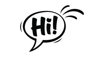 Fototapeta premium Black and white vector graphic illustration featuring a stylized speech bubble saying 