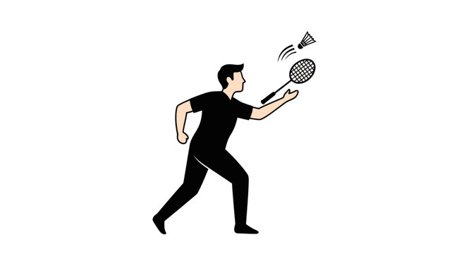 Person playing badminton sport hitting shuttlecock with racket active lifestyle recreation athletic fitness movement outdoor game exercise