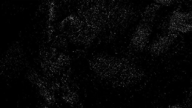 Cinematic white film grain and dust texture overlay on black background
