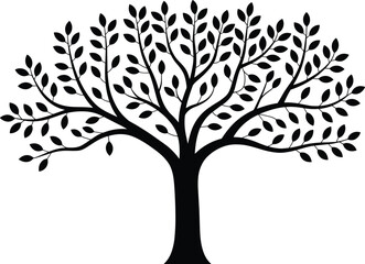 Fototapeta premium Webtree, silhouette, vector, nature, design, art, black, leaves, branches, trunk, forest, abstract, symbol, ecology, illustration, tree silhouette, vector tree, nature design, graphic art, 