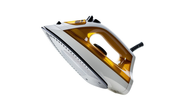 Modern white and gold steam iron for perfect crease-free clothes and laundry care
