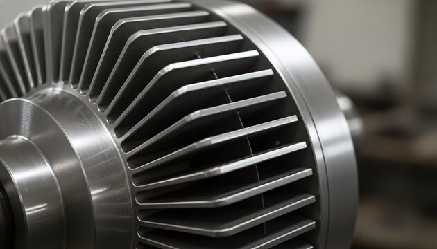 Polished vintage aircraft radial engine aluminum cooling fins texture