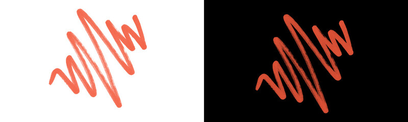 Fototapeta premium Minimal abstract thin red signature scribble line marks on split light dark background with negative space