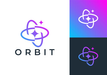 orbit star logo design. planet galaxy connection technology icon concept © nubikor