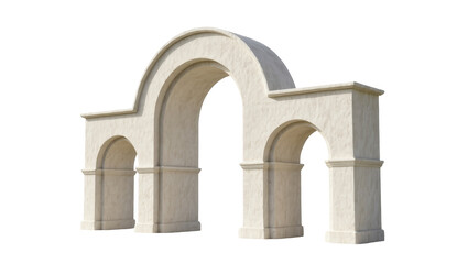 Fototapeta premium Textured stucco archway with three elegant arches, classical architectural building detail