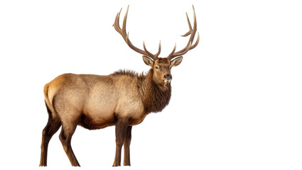 Fototapeta premium Majestic bull elk with impressive antlers, powerful North American mammal standing proudly