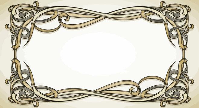 Elegant art nouveau border with swirling tendrils and ornate corners