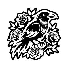 Obraz premium Filled style icon of crow tattoo