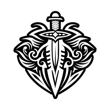 An icon of dagger tattoo in solid style