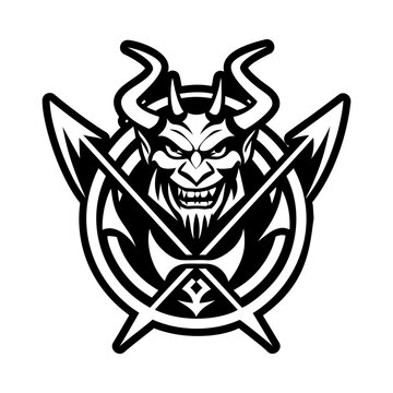 A solid style icon of devil tattoo